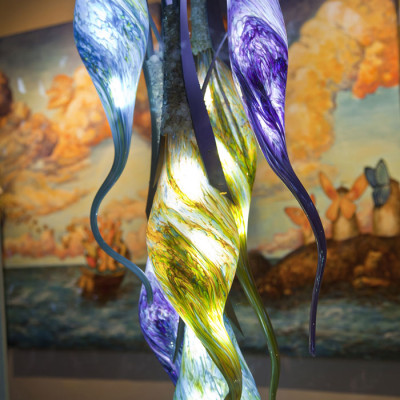"Rain" Hand Blown Glass Chandelier - Sculpted Lighting Installation